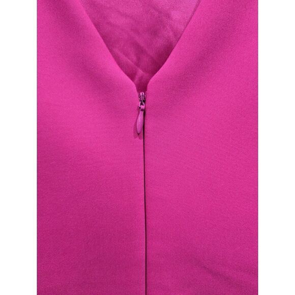 Badgley Mischka Retro Fuchsia Orange Stripe Hem A Line V Back Sleeveless Dress 2 - Picture 8 of 11